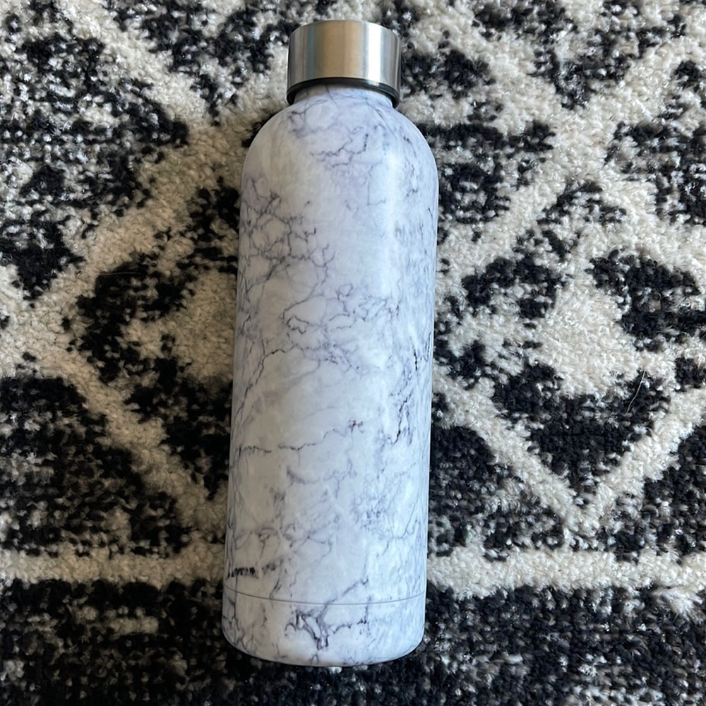 Pier 1 White Marble Stainless Steel Water Bottle